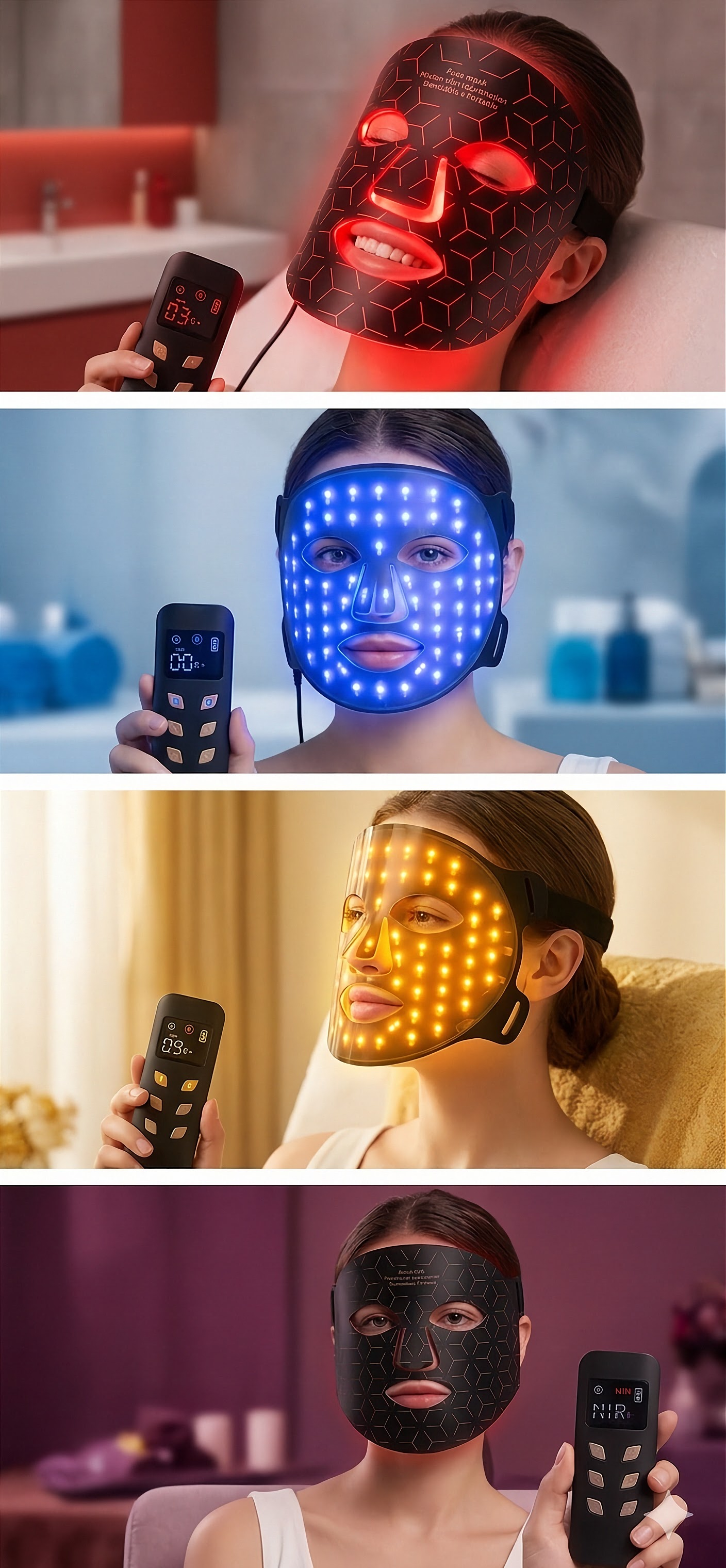 HanaWell Pro LED Face Therapy Mask – 4-Color Photon Treatment”