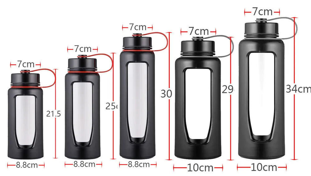 Glass Bottle Water Bottle 1000Ml Glass Water Bottle Thermos Glass Flask Sport Glass Bottles Bike Cup Double Bottom Glass Thermos